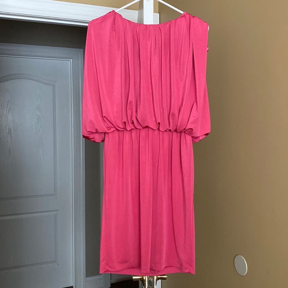 DONNA RICCO Pink Cold Shoulder MIDI Dress